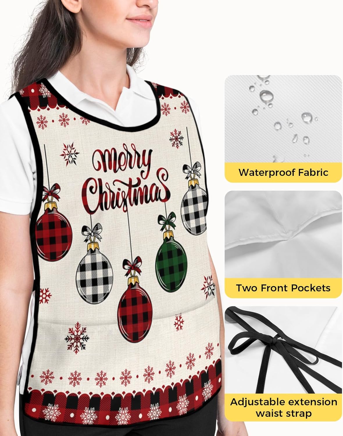 Double Love Burlap Valentine's Cobbler Aprons with 2 Pockets for Women Men, Farmhouse Red Truck Rose Bohemia Dots