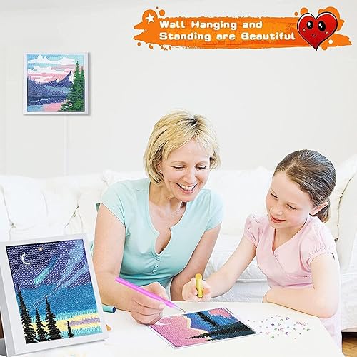 Miniatura 5 de ARTMYRUI Paquete de 4 kits de pintura de diamantes, pequeños kits de arte de diamantes para adultos y niños, kits de arte de diamantes 5D de luna,