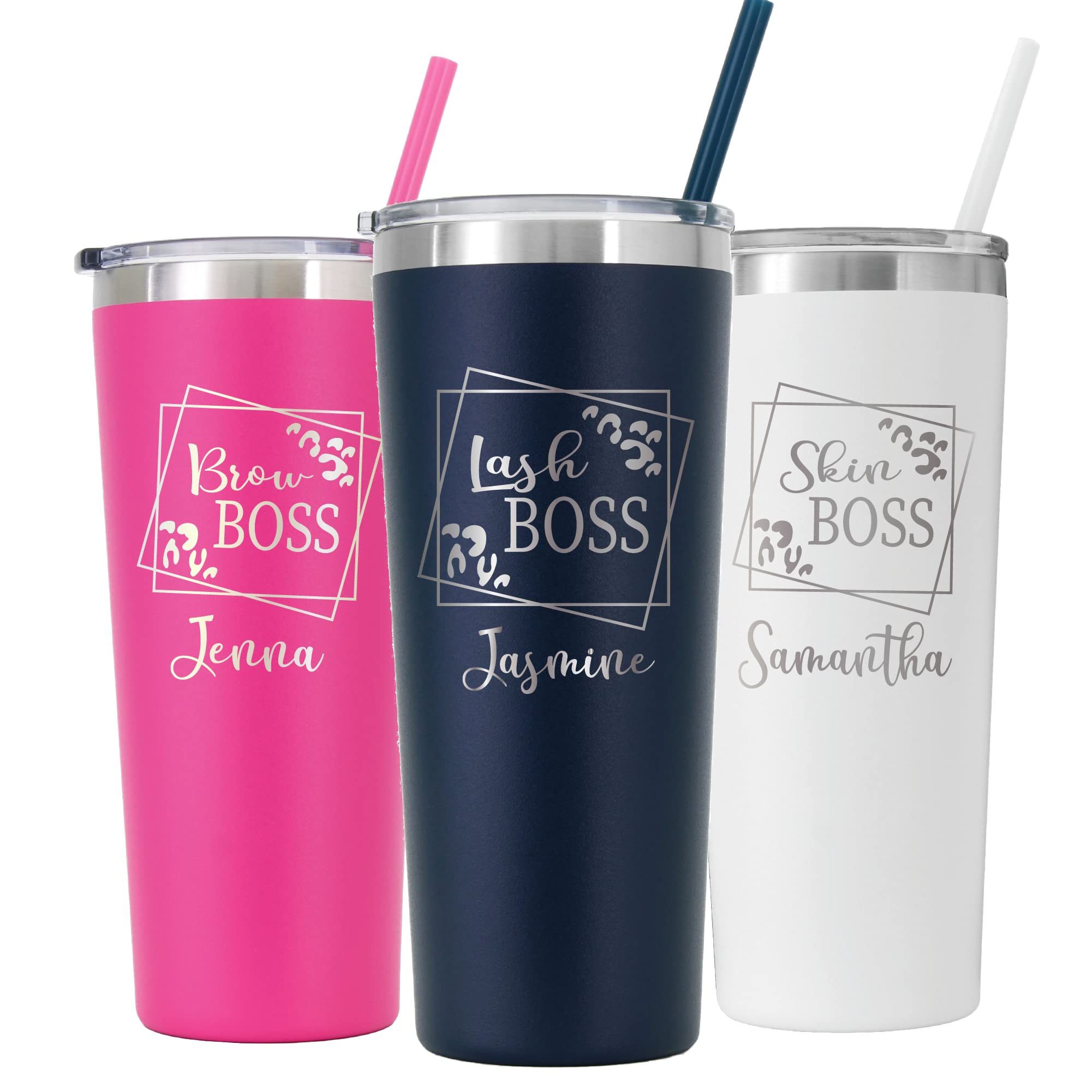 AVITO 22 oz Personalized Esthetician Tumbler - Laser Engraved - Stainless Steel - Vacuum Insulated - Licensed Esthetician Gift - Lash Boss & Brow Boss