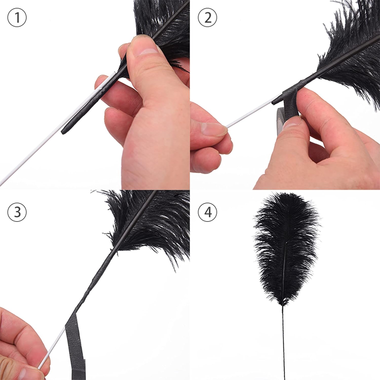 Ballinger 24Pcs 10-12inch,12Pcs 12-14inch Black Ostrich Feathers,and 10Pcs 28inch Black Ostrich Feathers Kit for Wedding Party Home