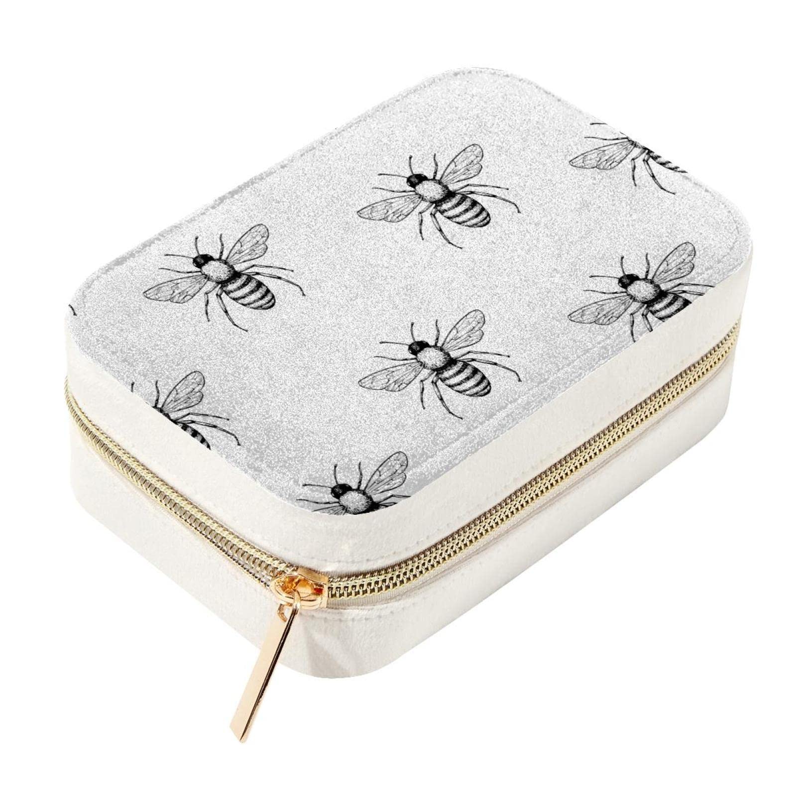 Boîte de rangement compacte velours boucles d'oreilles accessoires Bee