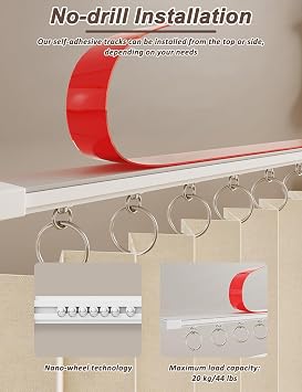 Kitchen Cabinet Curtains for Shelves - Custom Folding Privacy Closet Curtain Dust-Proof Shades for Open Closet, Waterproof Under Sink Shelf Curtain for Bookshelf Wardrobe Pantry(Beige)