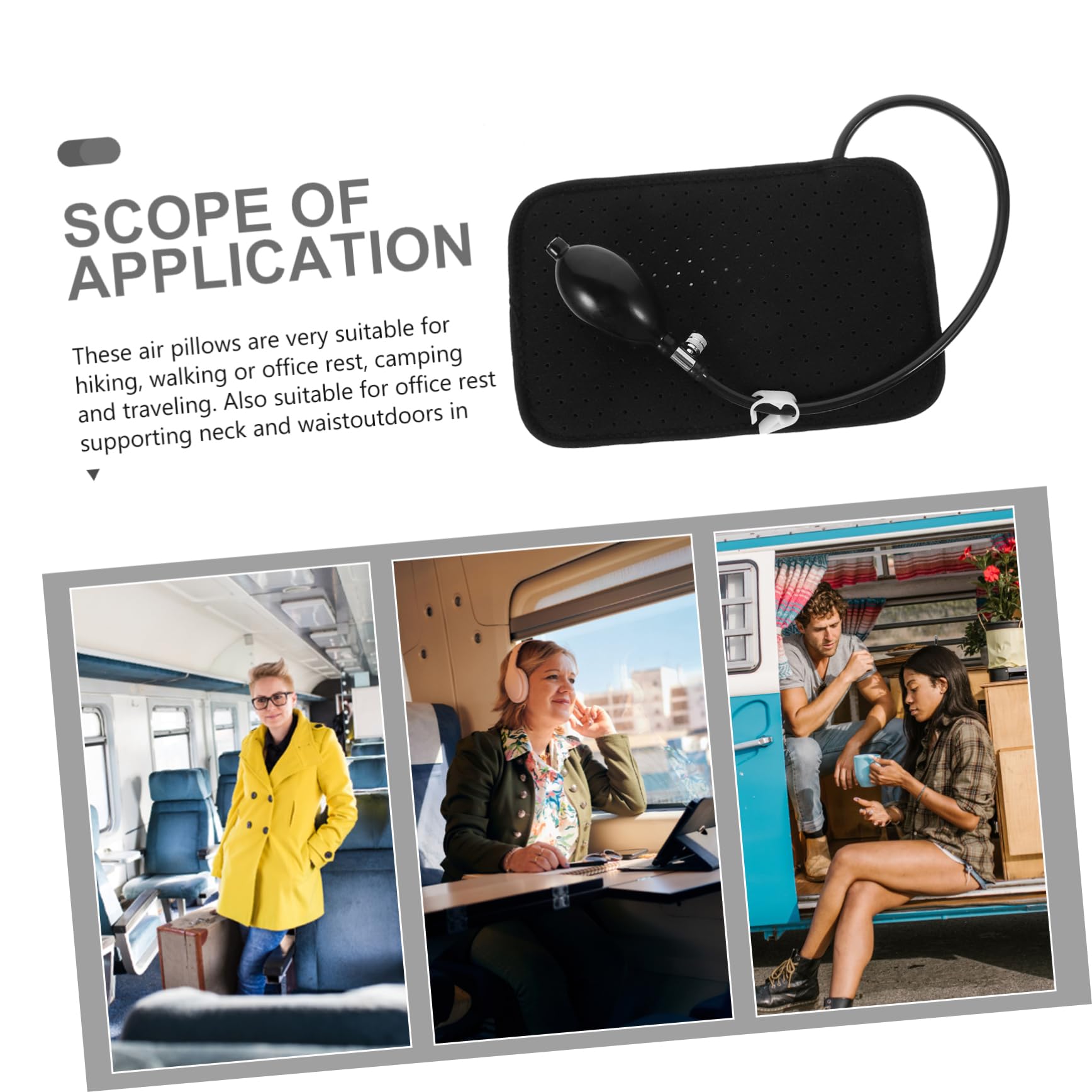 BUTIFULSIC Inflatable Traction Gasket Sport Accessories Exercise Accessories Air Inflatable Pillow Warm Waist Pad Accesorios para Auto Portable Automotive Accessories Black Polyester