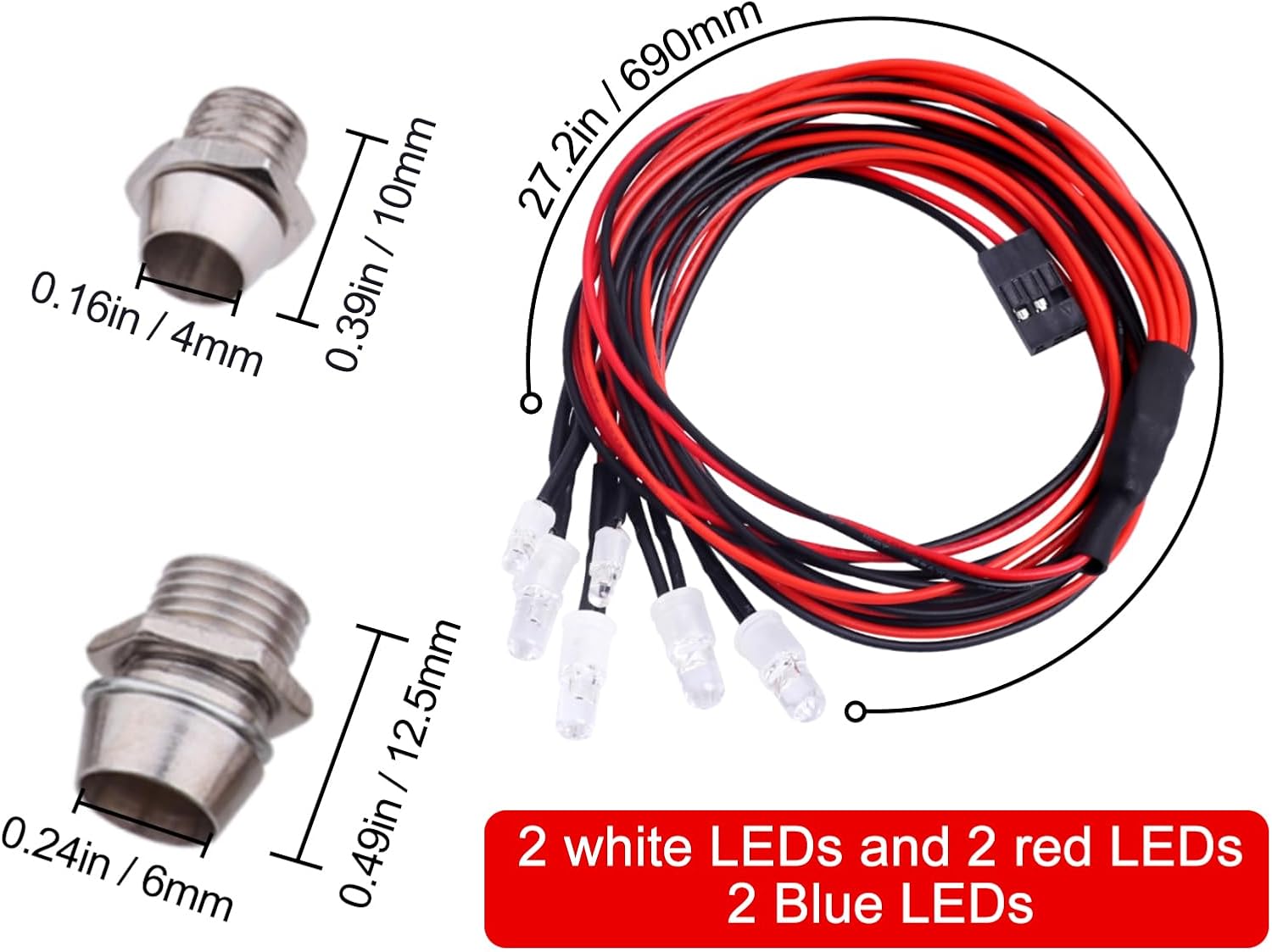 HobbyPark 6 LED RC Light Kit Headlights Taillight LEDs for Traxxas Slash Rustler Arrma Axial SCX10 Redcat RC4WD HPI Truck Tamiya Crawler Body Shell Parts