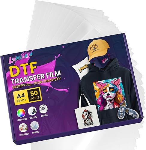 LYPOBALA Película de transferencia DTF, película DTF mate de doble cara para impresora de inyección de tinta DTFEpson DTG, papel de transferencia de