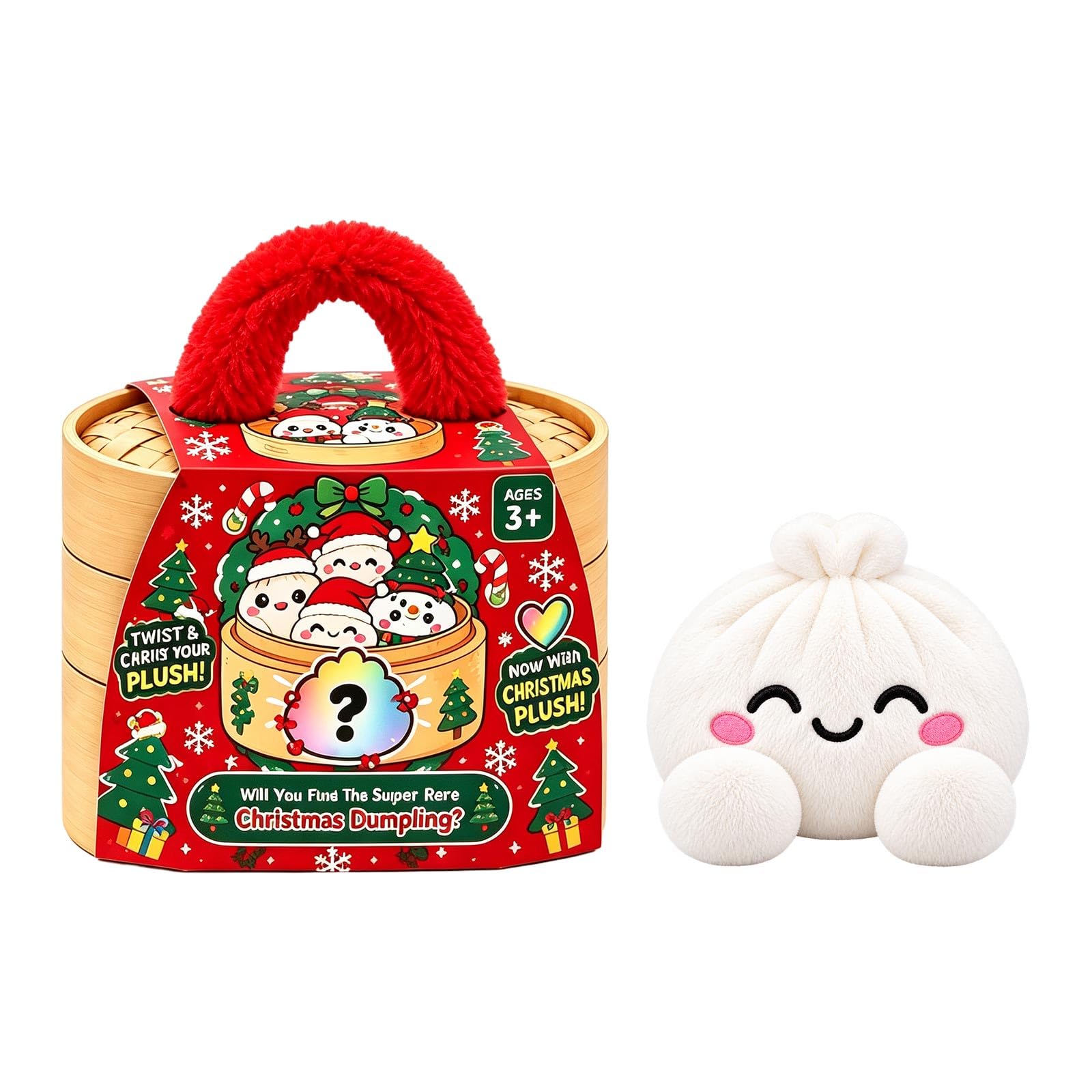 Christmas Plush Dumpling Pillow, Mystery Dumpling Plush Doll in Box A12 F