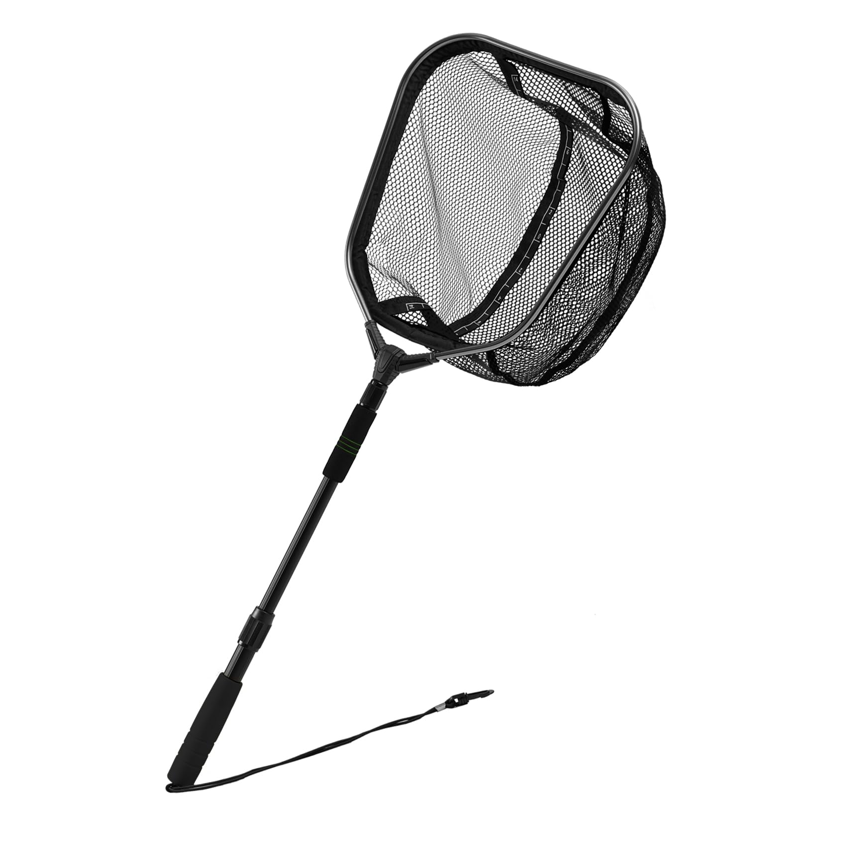 Riverruns Fishing Net Floating Landing Net with Adjustable Head, Dual Measurement, Foldable Design and Lightweight Portability - Built-in Scale, Eco-Friendly Coated Mesh, Comfort Grip Handle
