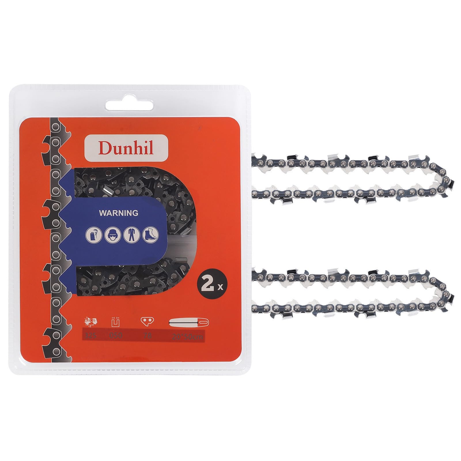 Dunhil Paquete de 2 cadenas de motosierra de 20 pulgadas, calibre .050, paso 325, eslabones de transmisión 78 para Husqvarna 42 50 240 440 136
