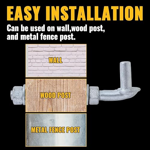 Miniatura 3 de VIVIDA Bisagra de puerta de perno en J de 8 pulgadas, paquete de 2, bisagra de perno de puerta con pasador macho de 58 pulgadas, herrajes de valla