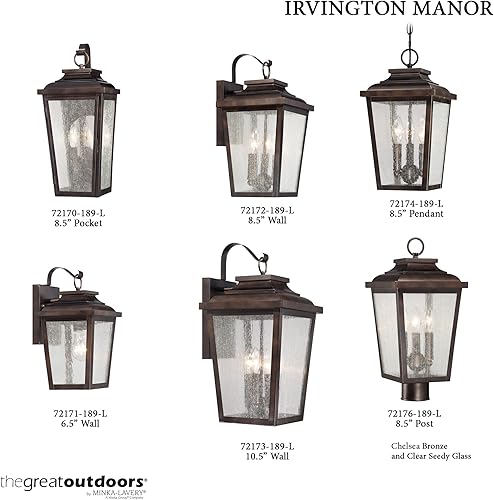 Miniatura 3 de Minka Lavery Irvington Manor 72170-189 - Farol de pared exterior de aluminio, 150 vatios, bronce
