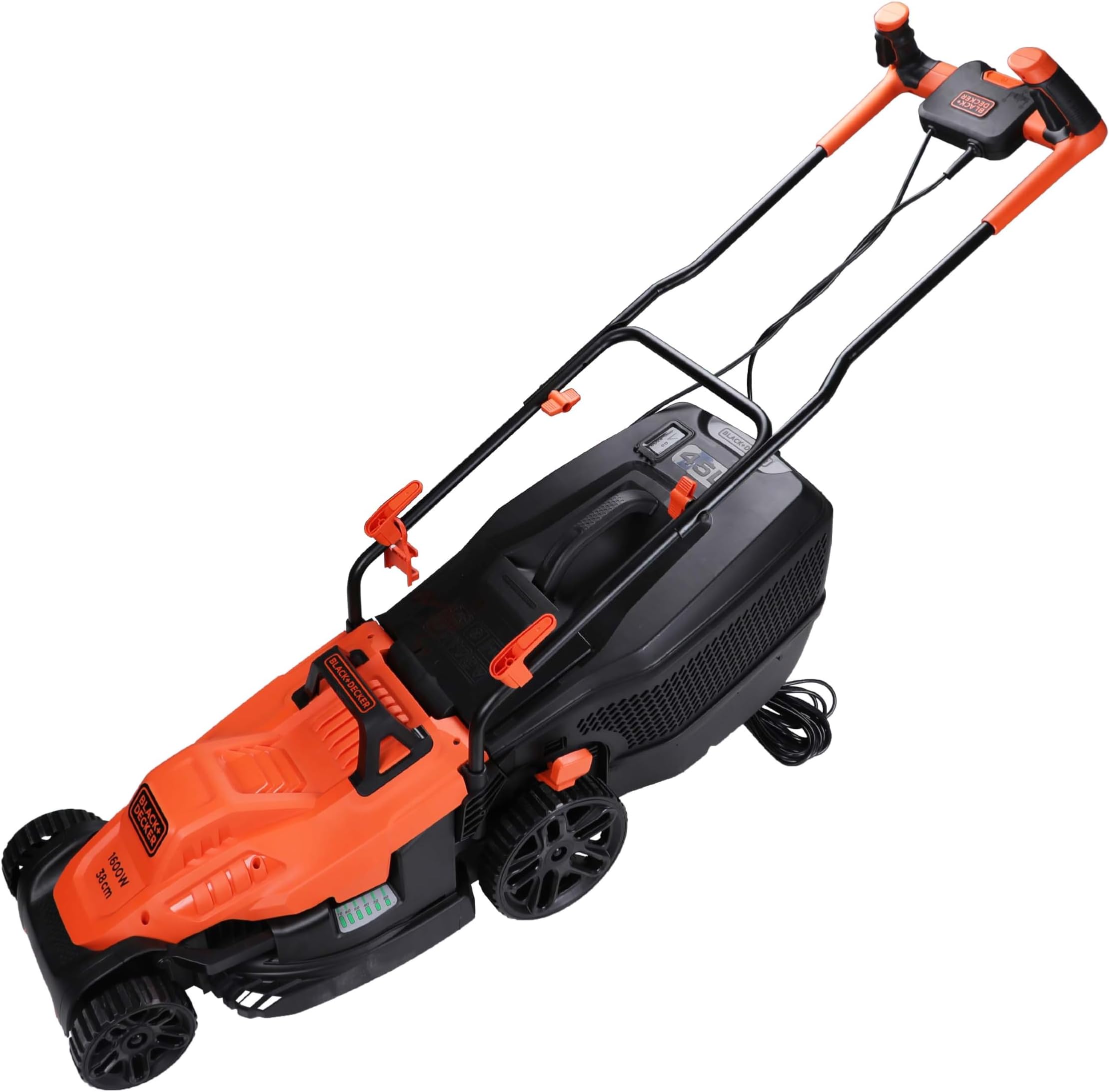 BLACK + DECKER BEMW471BH-GB Lawn Mower with Bike Handle, 1600 W, 240 V, Black, 38 cm