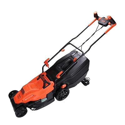 BLACK+DECKER BEMW471BH-B1 1600W Electric Lawn Mower With Bike Handle, 14" (35.5cm) Winged Blade,Max. Mowing Area 600 Met