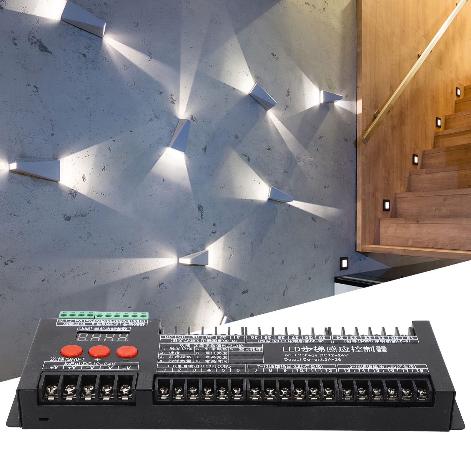 Haofy Iluminación Eficiente de la Escalera del Sensor de Movimiento del Regulador de la Escalera LED para el Hogar, Material del ABS del Hotel