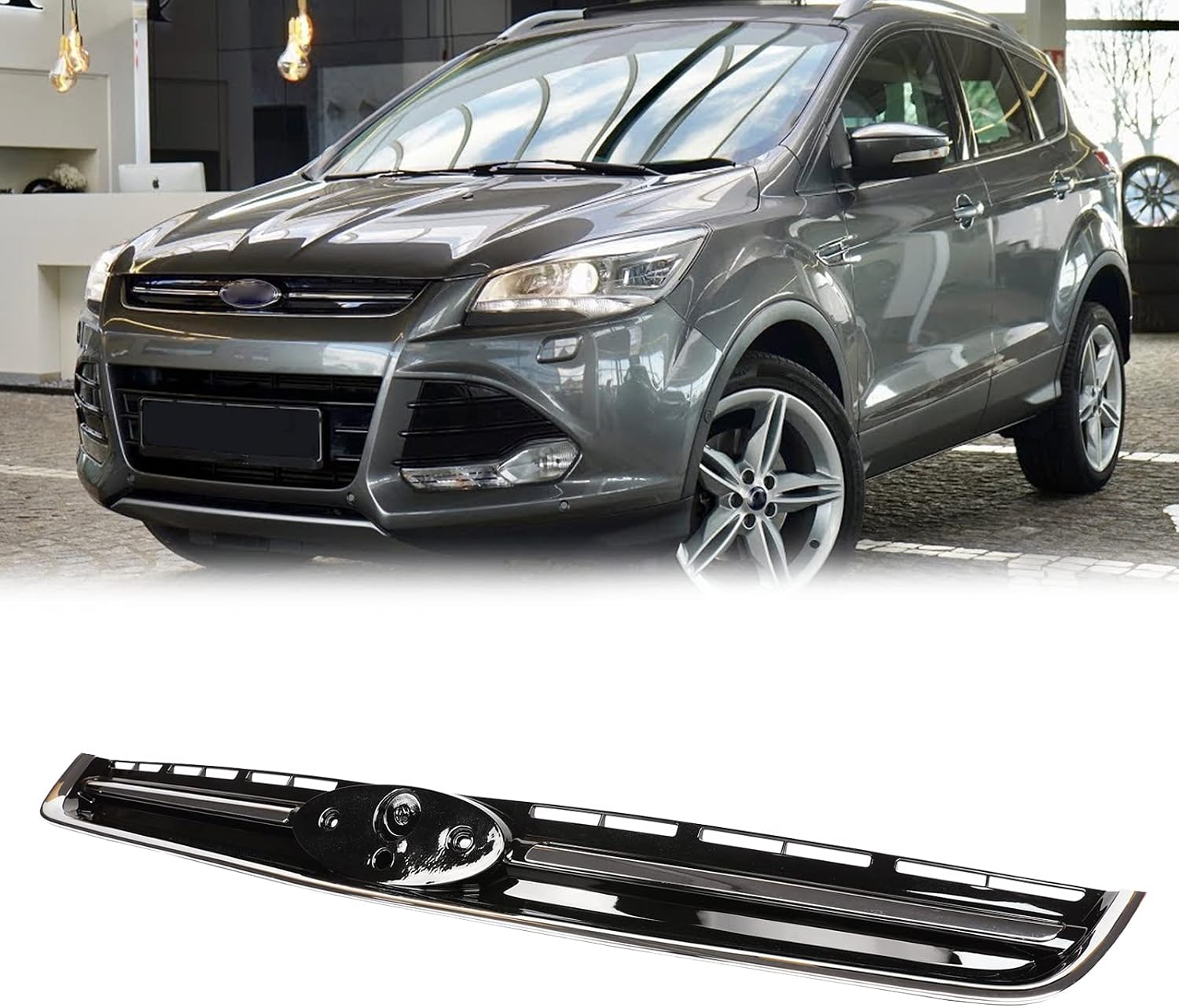 PENSUN Front Upper Bumper Grille Grill W/Chrome Molding Fit for Ford Escape 2013-2016