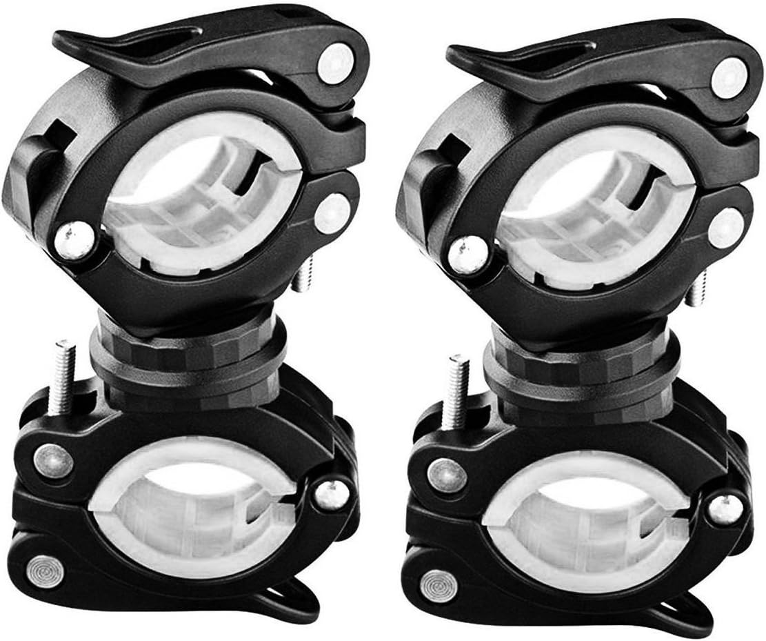 [2 Pack] Vonpri Flashlight Holder, Mount Bicycle Mounting Bracket Flashlight Holder Torch Clip 360º Rotation