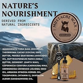 Striking Viking Mustache Wax for Men with Comb - 2 oz, Sandalwood - Strong Hold Wax with Anti-Static Mustache Comb for Precise Grooming - Non-Greasy Formula for Easy Beard Care