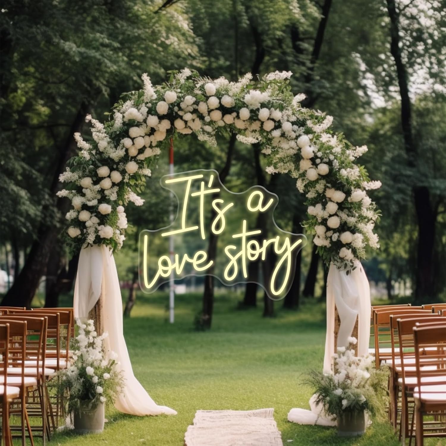 It's a Love Story Neon Signs for Wall Decor, 14.2 * 11 Inches Light Up Sign for Wedding, Engagement Decor,Dimmable Aesthetic Party Birthday Bedroom Bar Pub Club Wall Decor Decorations, INSNEnN