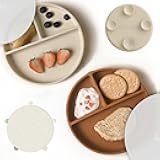Suction Plates for Baby | 100% Silicone BPA-Free Baby Plates with Lids and Food Cover | Divided Design | Microwave and Dishwasher Safe | Toddler Plates 2 Pack