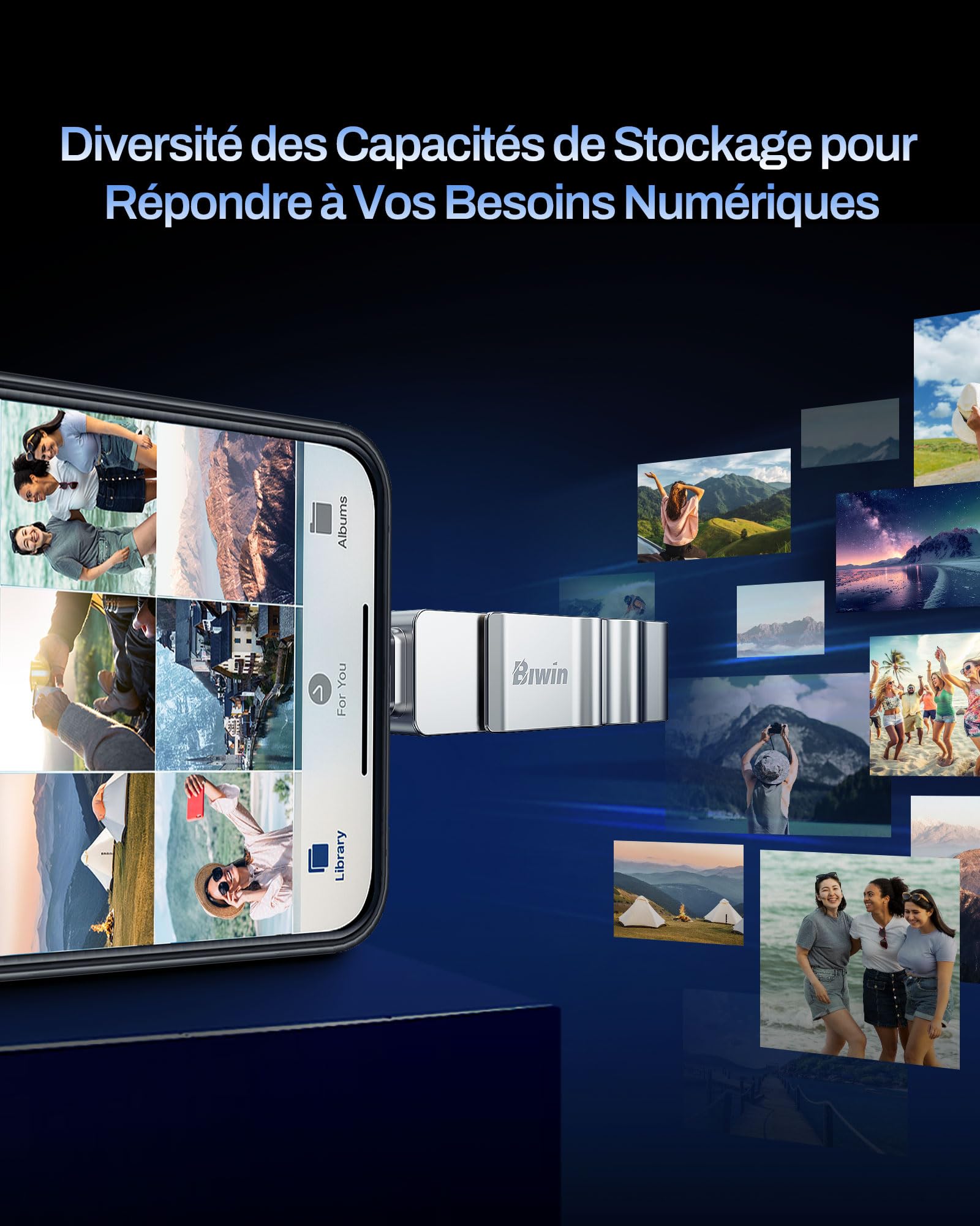 Biwin UD150 Clé USB 3.0 64 Go, Vitesses de Transfert 150 Mo/s, USB Type-C Type-A