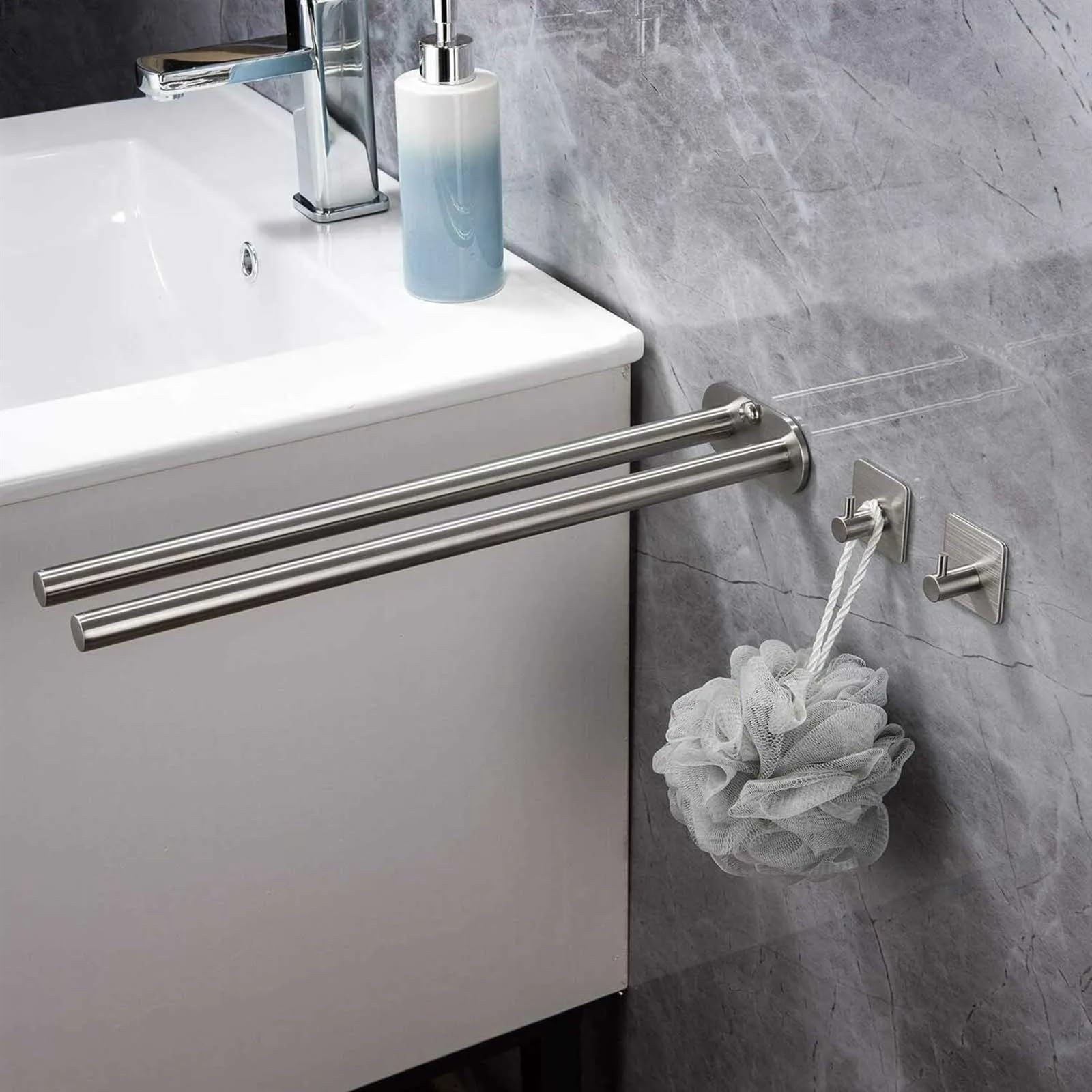 Toallero 40.2cm Towel Racks Bathroom Hardware Sliver 304 Stainless Steel Towel Holder Bathroom para BañO Y Cocina(Two)