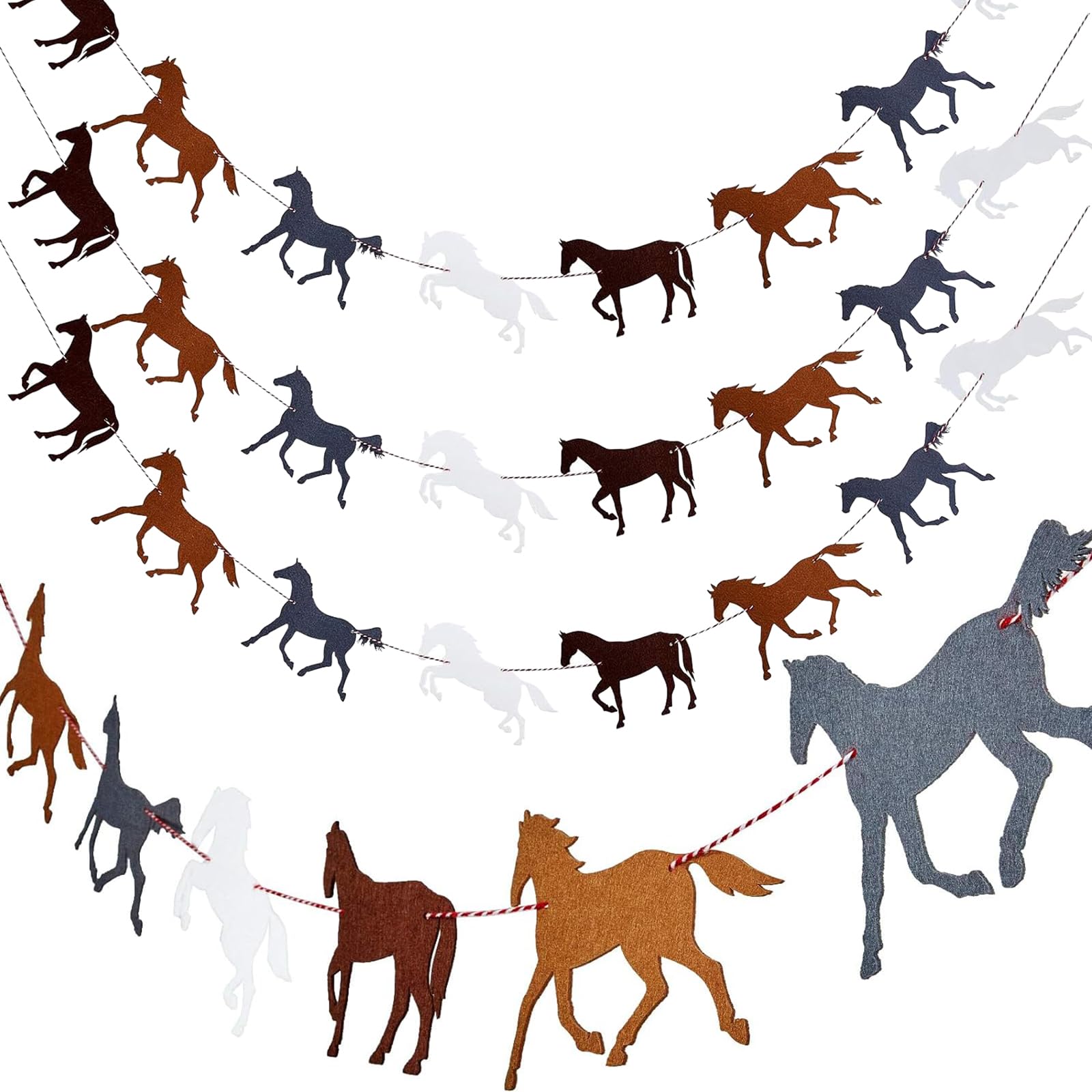 4 Pcs Horse Racing Banners Derby Party Decoration Horse Garland for Race Theme Birthday Party Decoration, Pre-Assembled