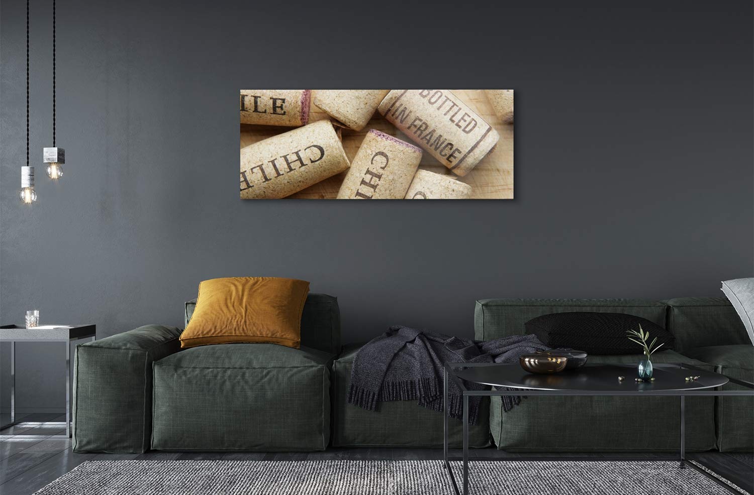 Tulup Cuadro de Cristal Vino 125x50cm Impresa Decoración De Pared Mural - corchos de Las Botellas de Vino