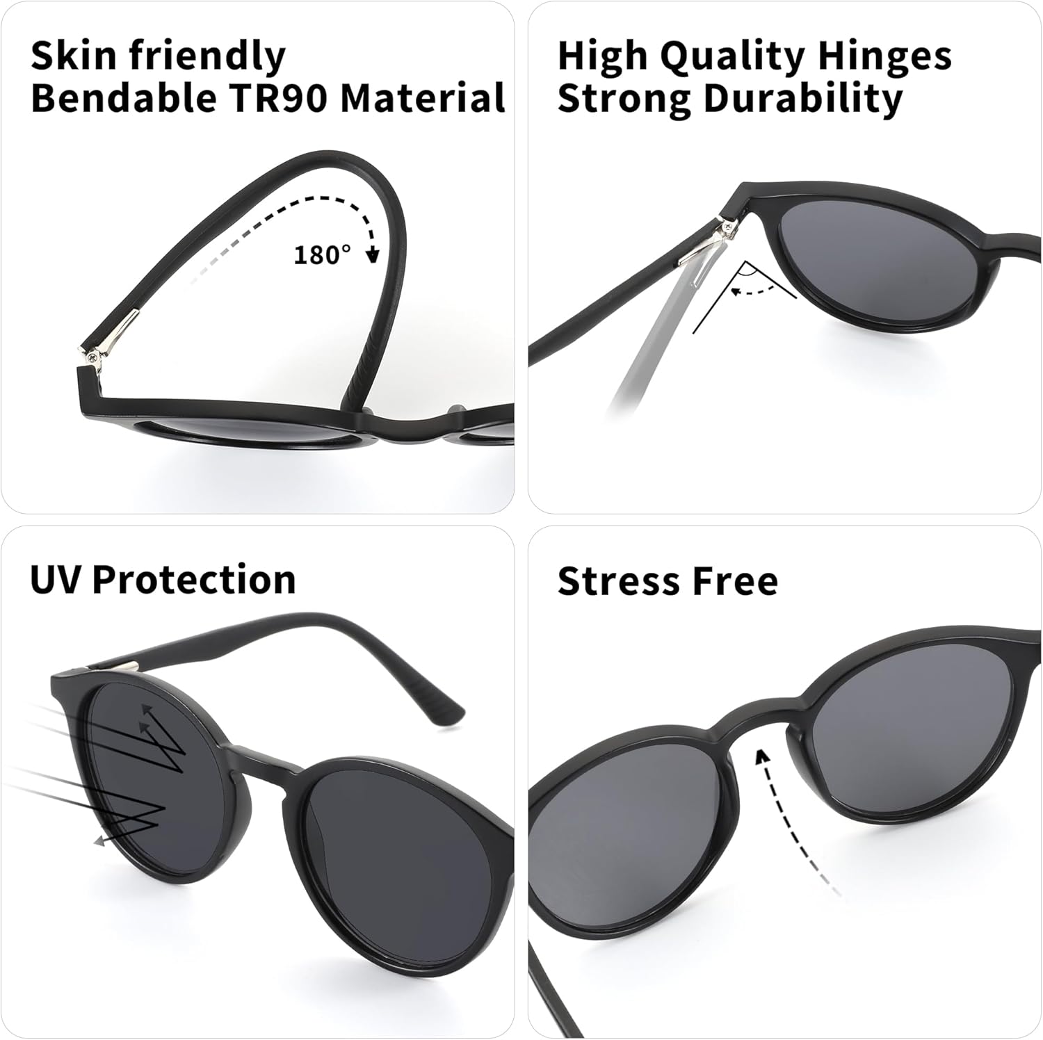 BLUEMOKY Polarized Round Sunglasses Trendy: Cute Shades for Men Women UV400 Protecion - Classic Circular Sun Glasses - Image 4