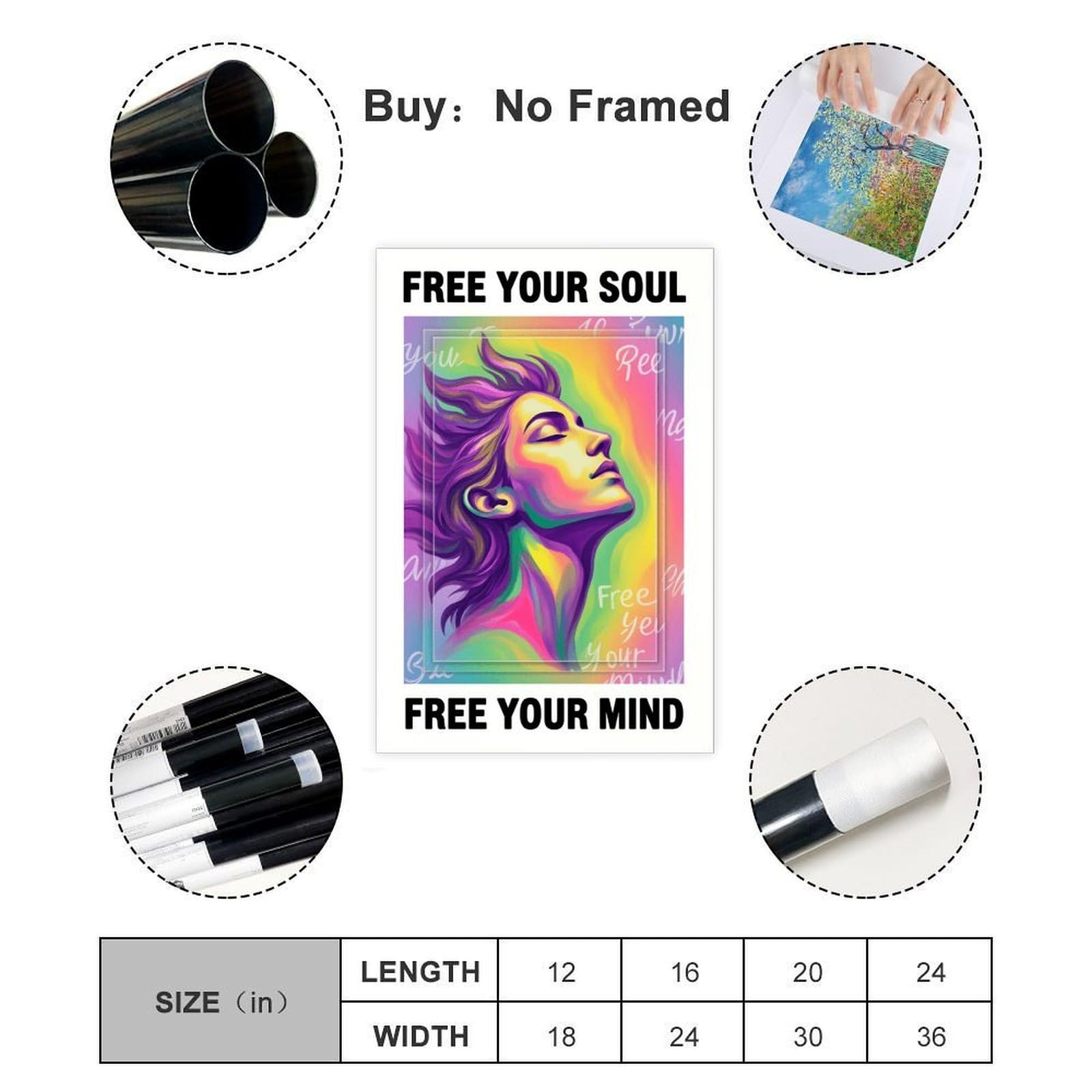 AYINUER Buntes abstraktes Portrait-Leinwand-Poster, Wandkunst, Dekordruck, Gemälde für Wohnzimmer, Schlafzimmer, Dekoration, ungerahmt, Druck-Stil, 61 x 91,4 cm (L x B)