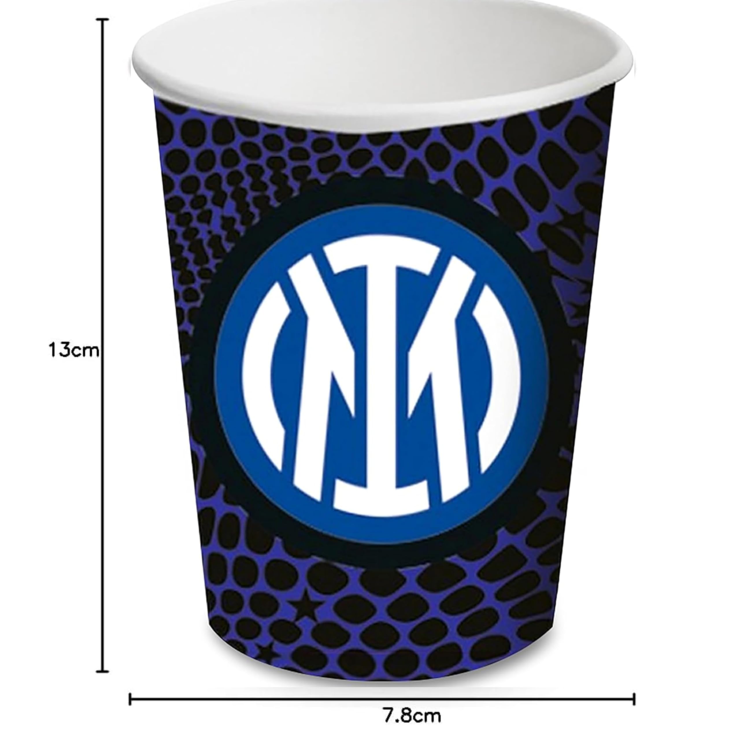 8 Bicchieri Neroazzuri in Carta, Stoviglie Addobbi da Tavola per Party a Tema Celebrazione Festa Compleanno Squadra Calcio Tifosi Decorazioni Nerazzurro - 266 ml