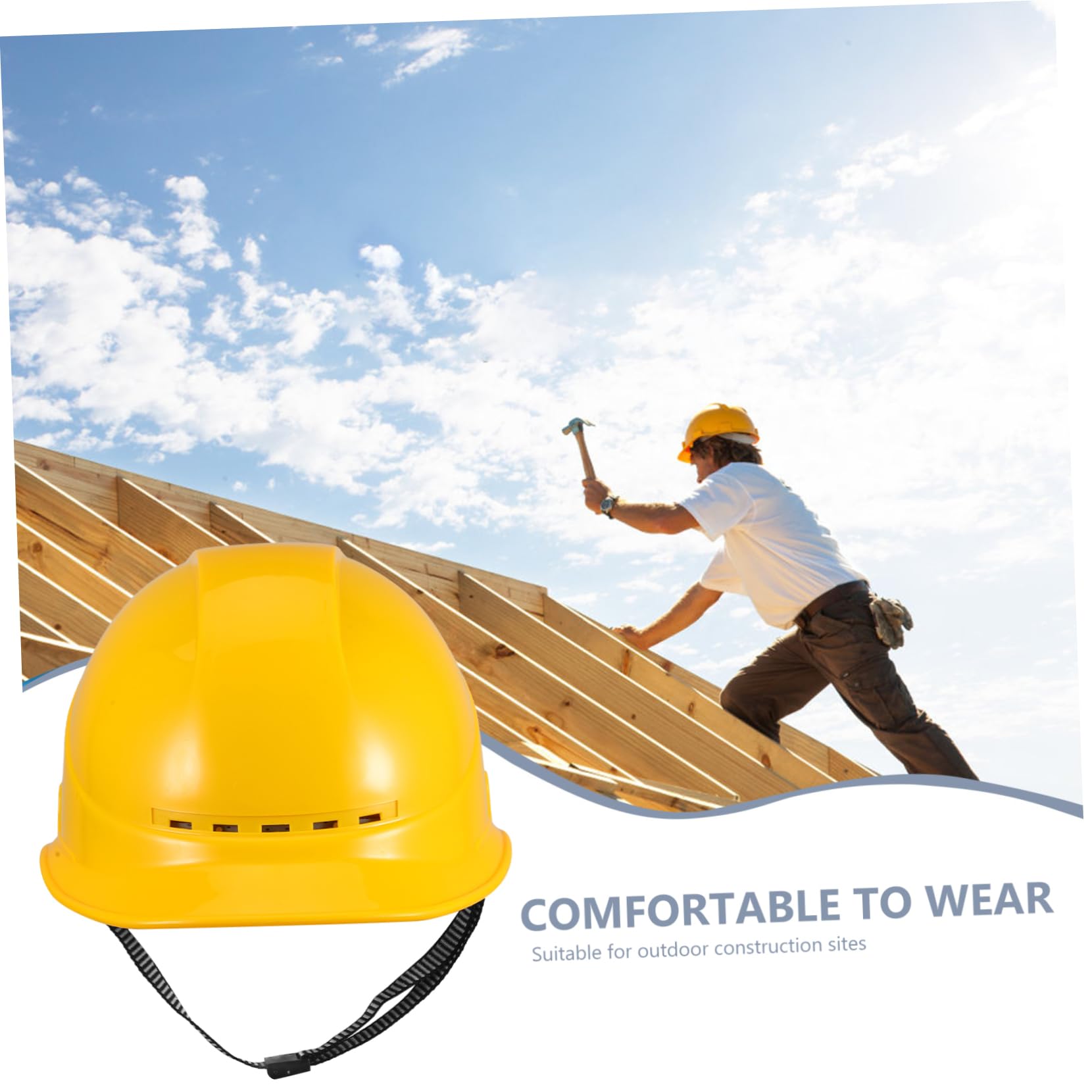 Cascos de construccion Equipado Seguridad Cubrir protección Casco de construccion Accesorios para Cascos Tapa Protectora Sombrero de construcción Cascos para Hombres AbS Amarillo
