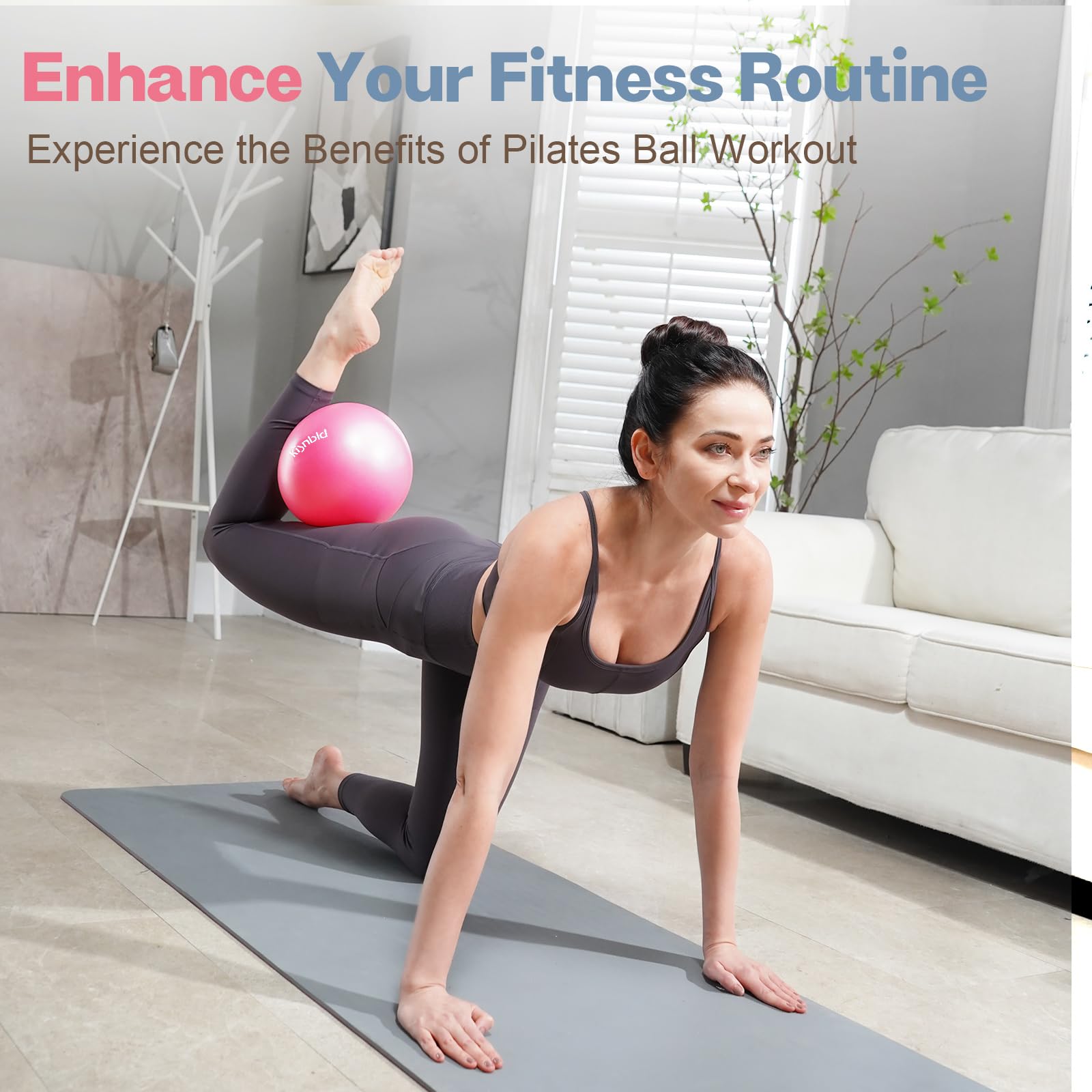 kisnbld Piccolo pallone da 22,9 cm, mini pallone da Pilates, anti-scoppio e antiscivolo per stabilità, fitness, fisioterapia, stretching e sollevamento del tronco alla