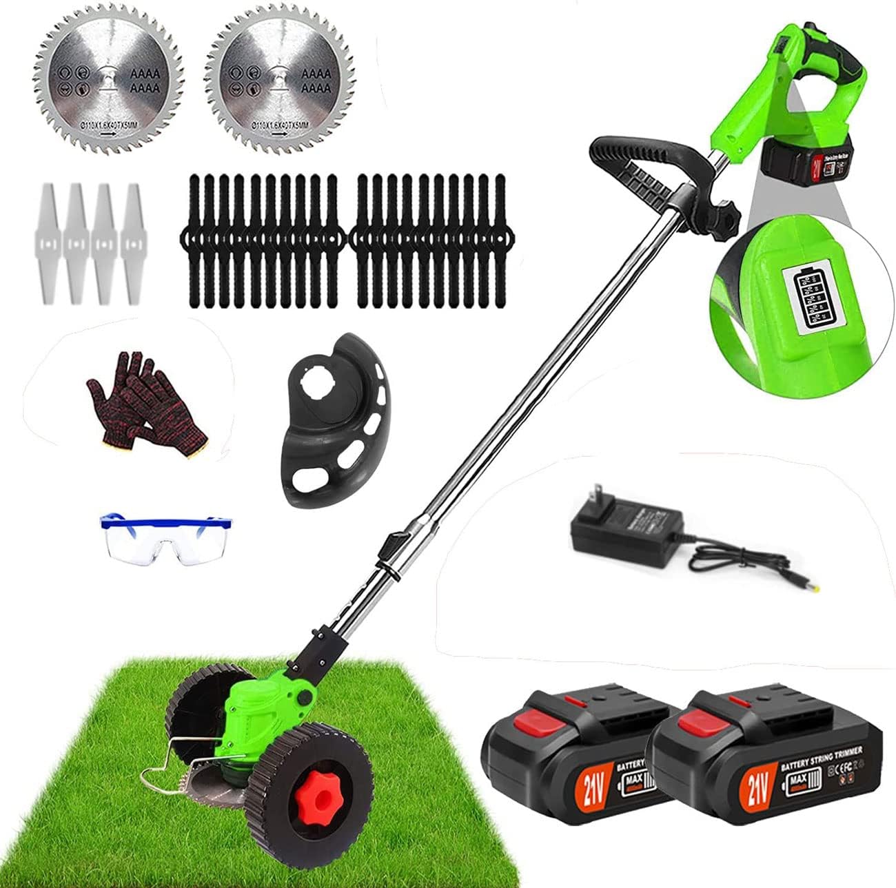 Electric Weed Wacker Cordless Battery Powered Weed Eater, 21V Lightweight Grass