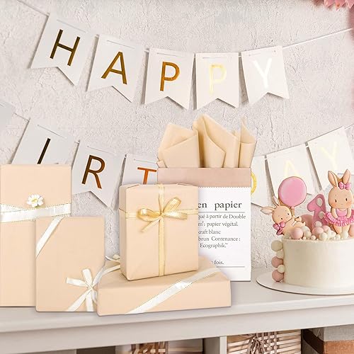 Miniatura 7 de Whaline 100 hojas de papel de seda bronceado del desierto, papel de regalo marrón pastel, papel de regalo de color sólido a granel, papel de seda