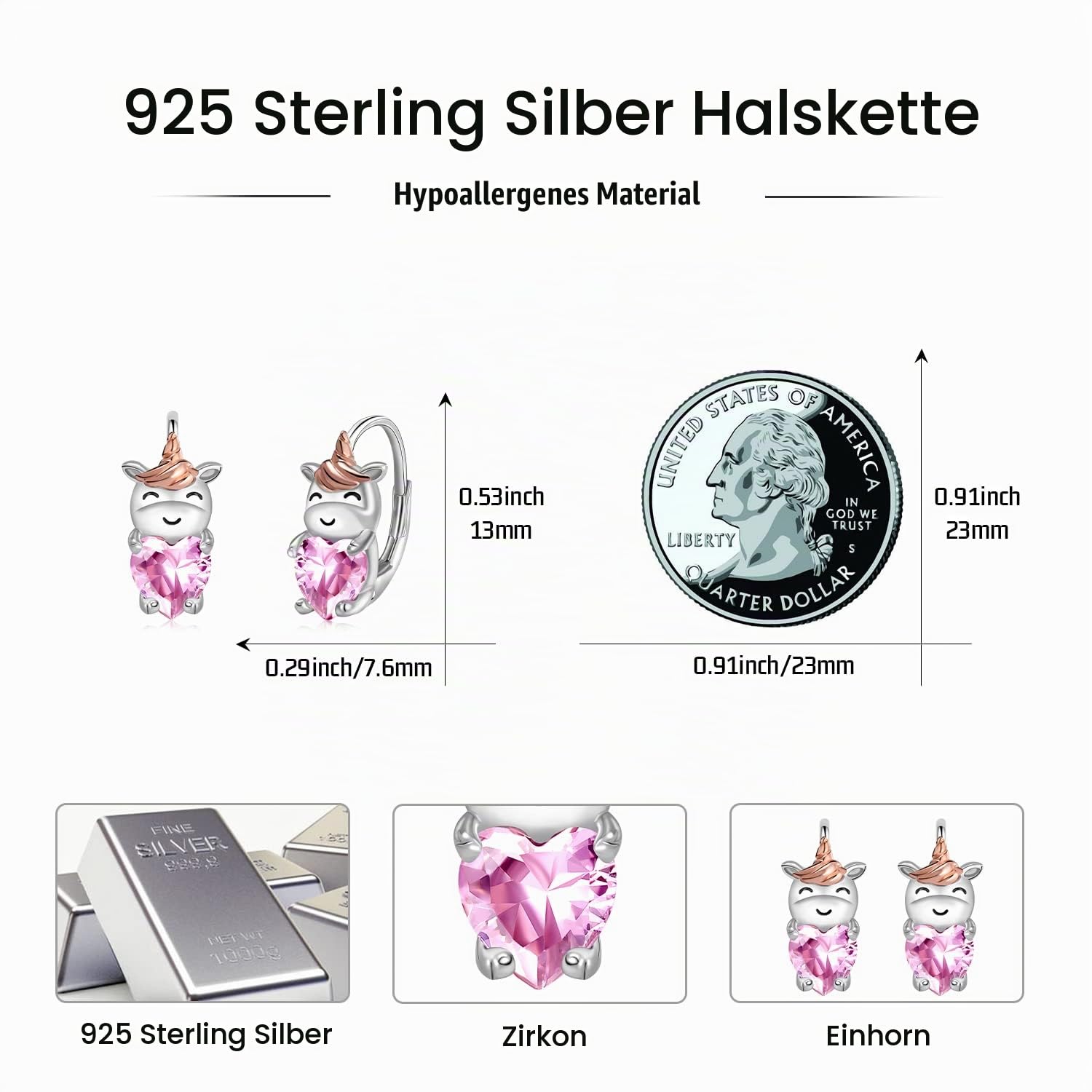 Tier Ohrringe 925 Sterling Silber Einhorn/Dinosaurier/Waschbär/Hase/Biene/Giraffe/Meerjungfrau Ohrringe Hypoallergene Creolen Ohrringe Schmuck Geschenke für Damen Mädchen