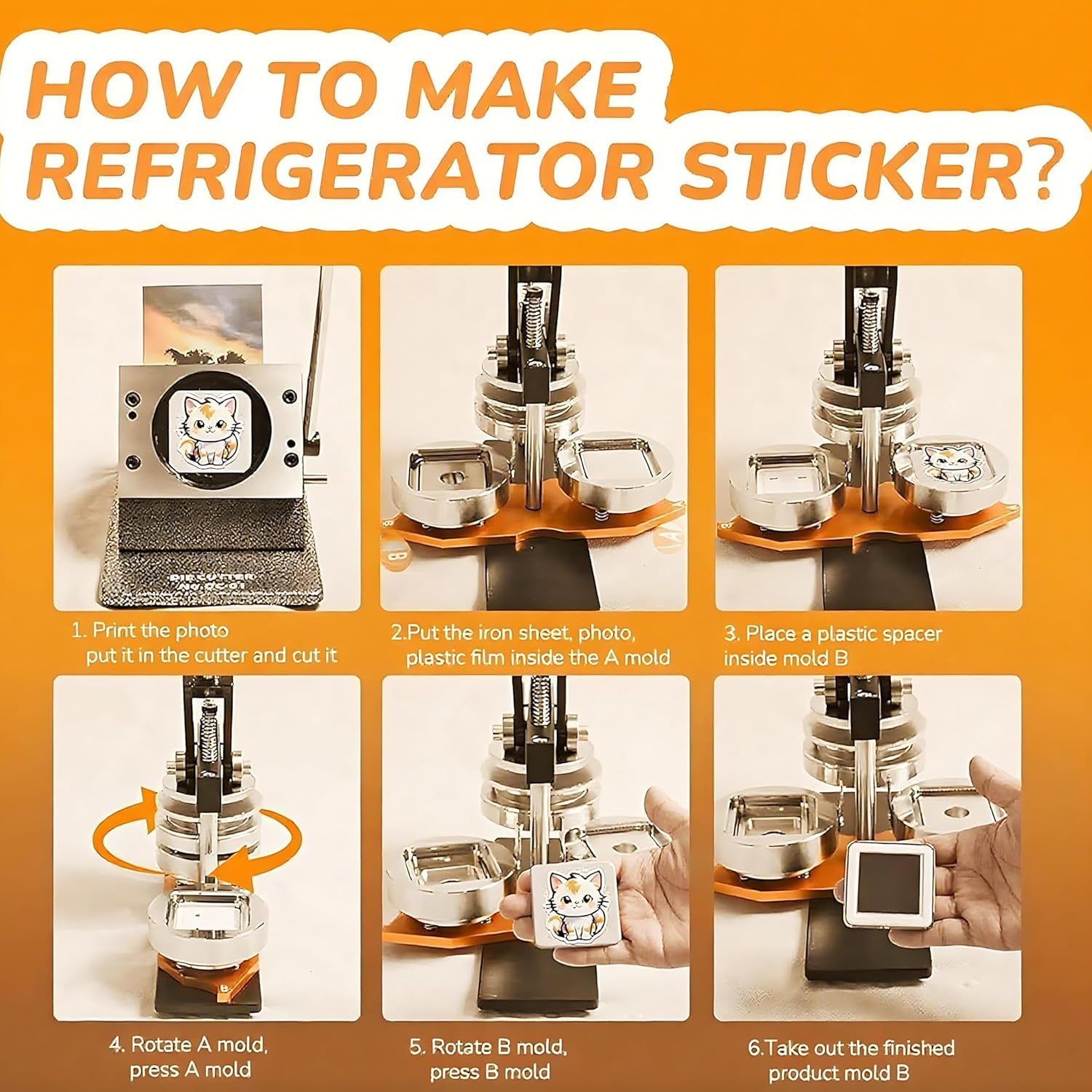 DIY Abzeichenmaschine & Magnet-Set, 2x2 Zoll Foto-Magnetpresse mit Papierschneider und 100 Teilen. Komplettes Bastelset für personalisierte Geschenke, Souvenirs und Heimwerkerprojekte