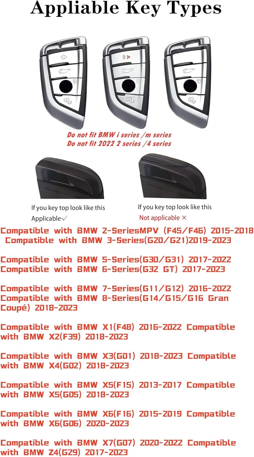 Carbon Fiber Key Fob Cover Case Metal Shell Cover Compatible for BMW 5 6 7 Series X1 X2 X3 X5 X6 X7 (Silver