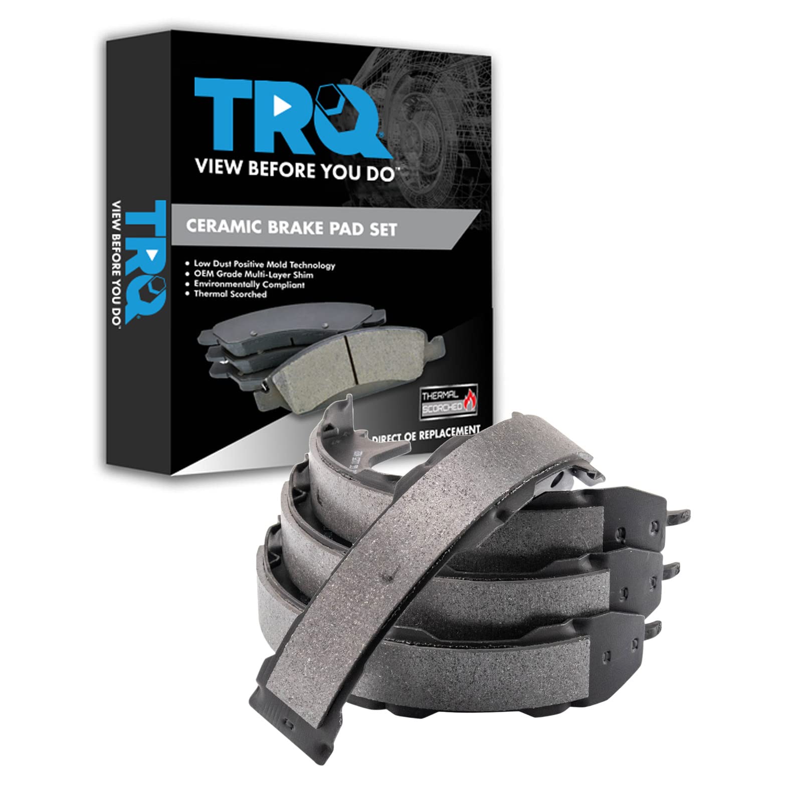 TRQ Rear Parking Brake Shoe Set Compatible with 2003-2021 Lexus 2001-2021 Toyota