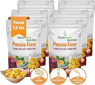 DARLAC FARMS Freeze Dried Passion Fruit Cubes, 2 Oz x Pack 6, No Sugar Added, Healthy Fruit Snacks for Kids, Adults & All Ages, Premium Organic Crispy Crunchy Snacks, Tea, Baking, Smoothie, Yogurt