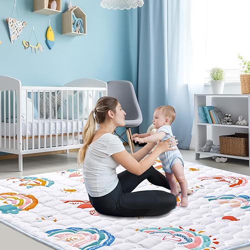 Miniatura 6 de KIDFRID Alfombrillas de juego prémium para bebé, tapete de juego de 50 x 50 pulgadas para corral de juegos, tapetes de juego inodoros para bebés y