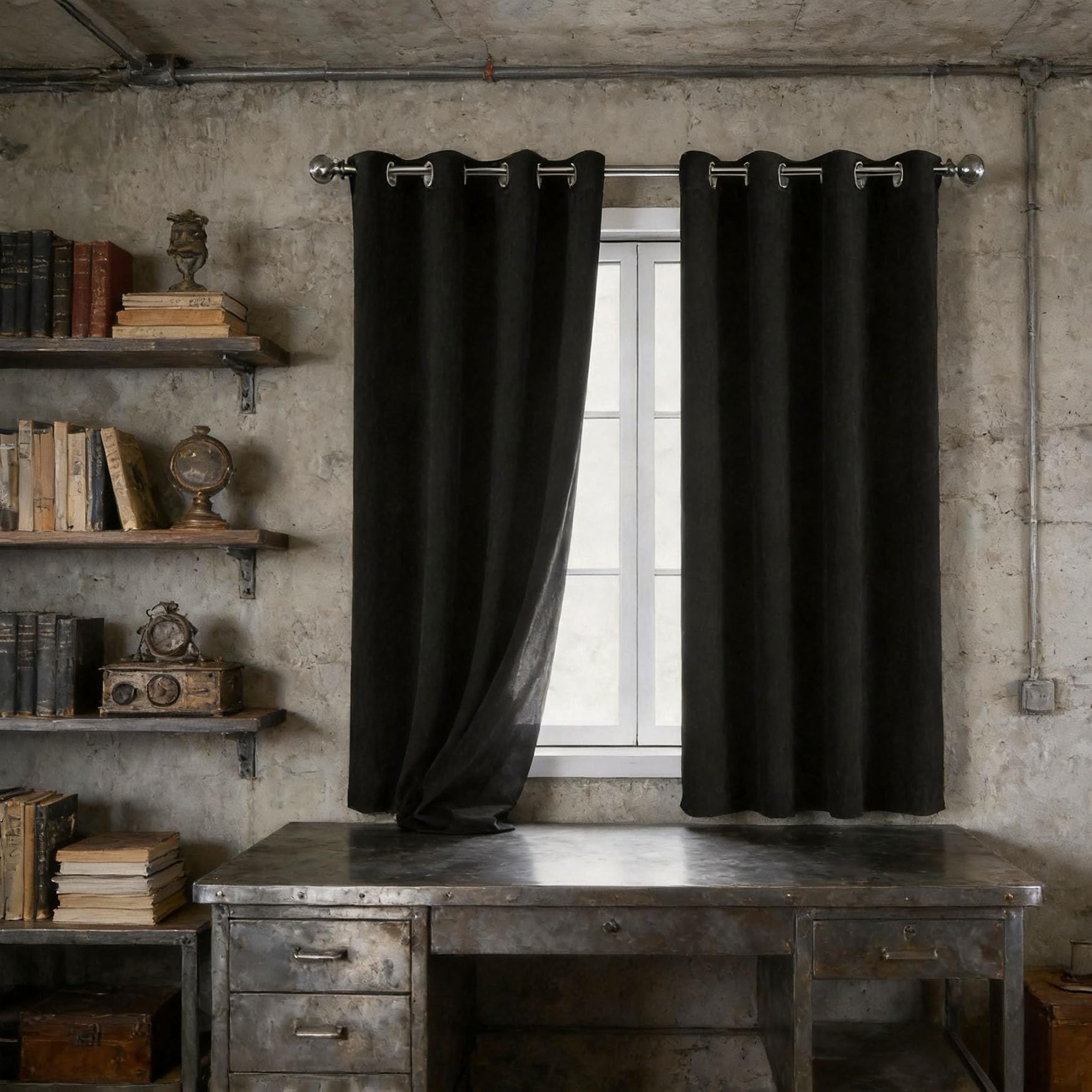 Rideau occultant thermique isolant anti-froid noir 190x270cm