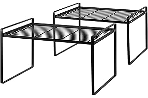 2-Pack Kitchen Cabinet Shelf Counter Organizer Rack, Multipurpose Pantry Storage Shelf Bathroom...
