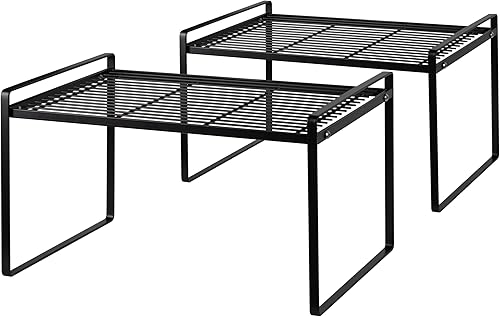 Miniatura 1 de Paquete de 2 estantes de cocina para gabinete, organizador de encimera, estante de almacenamiento de despensa, baño, dormitorio, oficina, mesa,