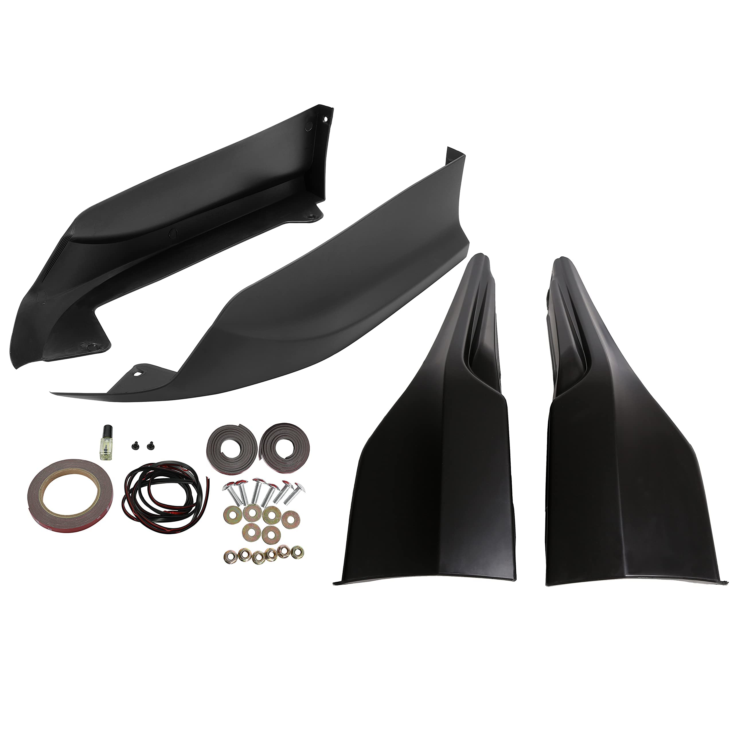 KUAFU Front&Rear Bumper Lip Splitter Compatible with 2016-2017 Honda Accord 4 Door Sedan Spoiler Underbody Black Pair HFP Style -2 Packages