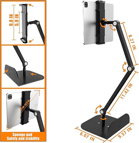 Miniatura 4 de Soporte para teléfono y tablet para cama, sofá y escritorio, base de doble peso, soporte elástico con brazo ajustable, compatible con iPad Mini Air