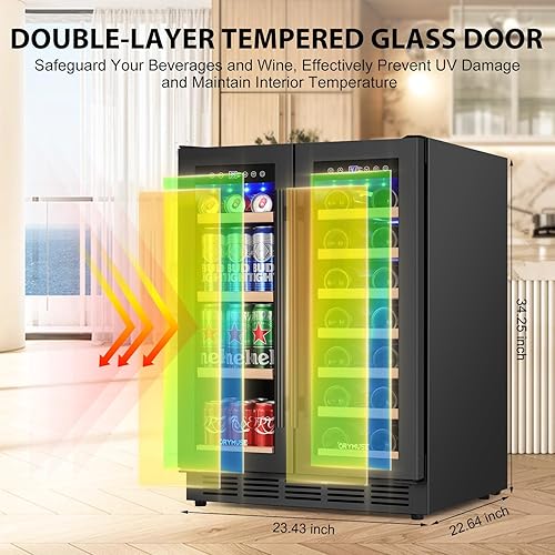 Miniatura 74 de Refrigerador de bebidas de 15 pulgadas, refrigerador de bebidas de 130 latas con puerta de vidrio y cerradura, compresor mejorado, bajo ruido