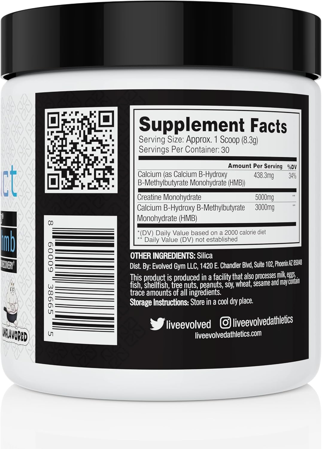 Construct – 5g Creatine Monohydrate + 3g HMB | Muscle Growth, Recovery, ATP Energy & Strength Support | 30 Servings, Unflavored