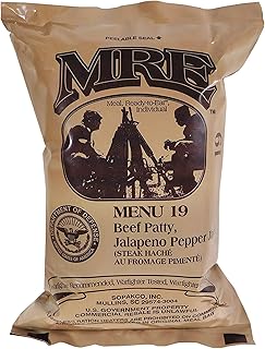 Nutrient-Rich MREs - Portable Food Survival Meals - Long Shelf Life Ready to Eat Emergency Food Rations - Made in USA (Jalapeno Pepper Jack Beef Patty) - 2024 Inspection