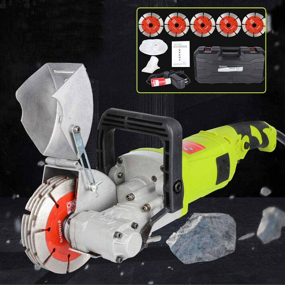 Rainureuse murale 4000 W Fraise électrique avec 5 disques à tronçonner diamantés 125 mm, aspiration de poussière