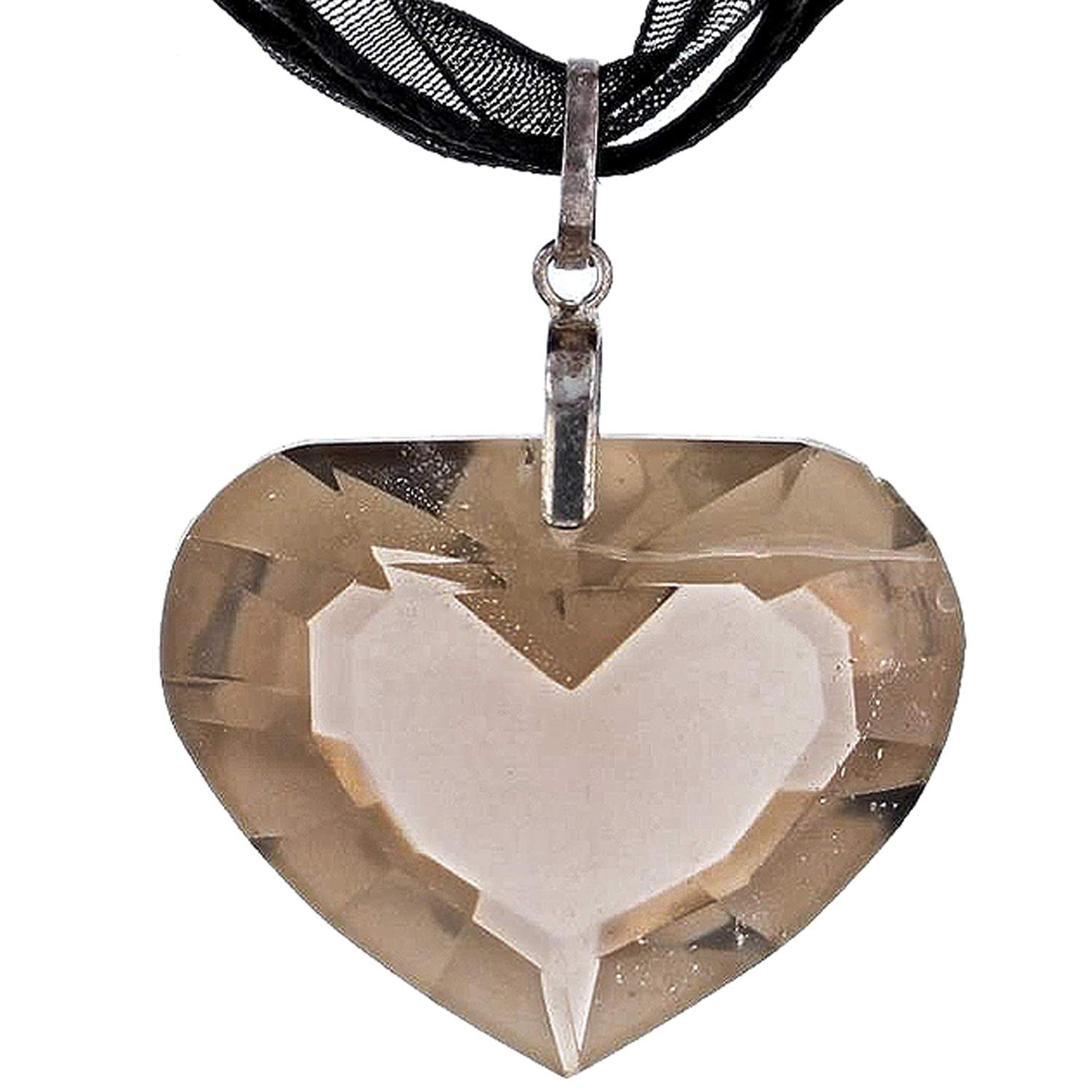 Smoky Quartz Faceted Heart Pendant - Crystal Clear Miracles Healing - Powerful Blessing - Hand Faceted Natural Stone