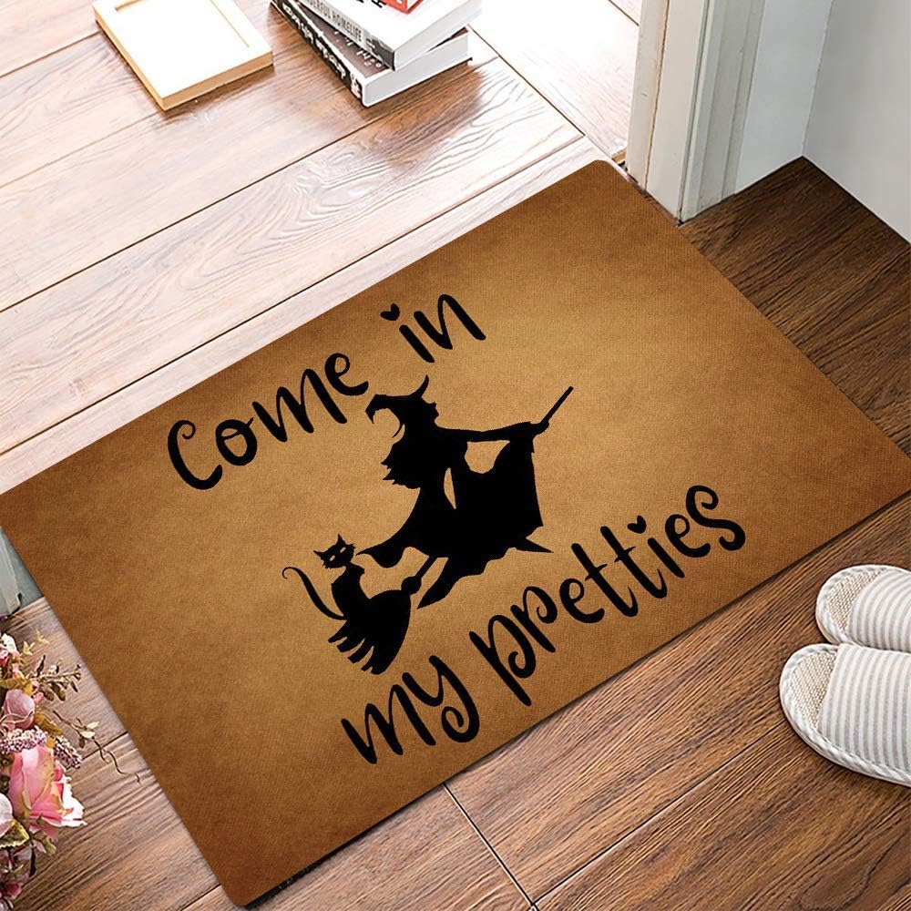 Funny Front Door Mat Halloween Doormat Come in My Pretties Rubber Non Slip Backing Funny Doormat for Outdoor/Indoor Uses, Low-Profile Rug Mats for Entry 23.6"(W) X 15.7"(L)